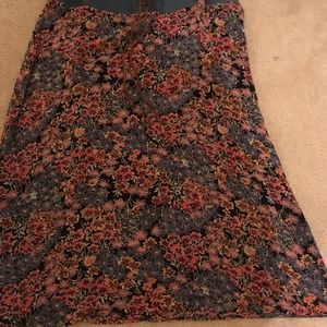 Floral Midi crepe and jean skirt